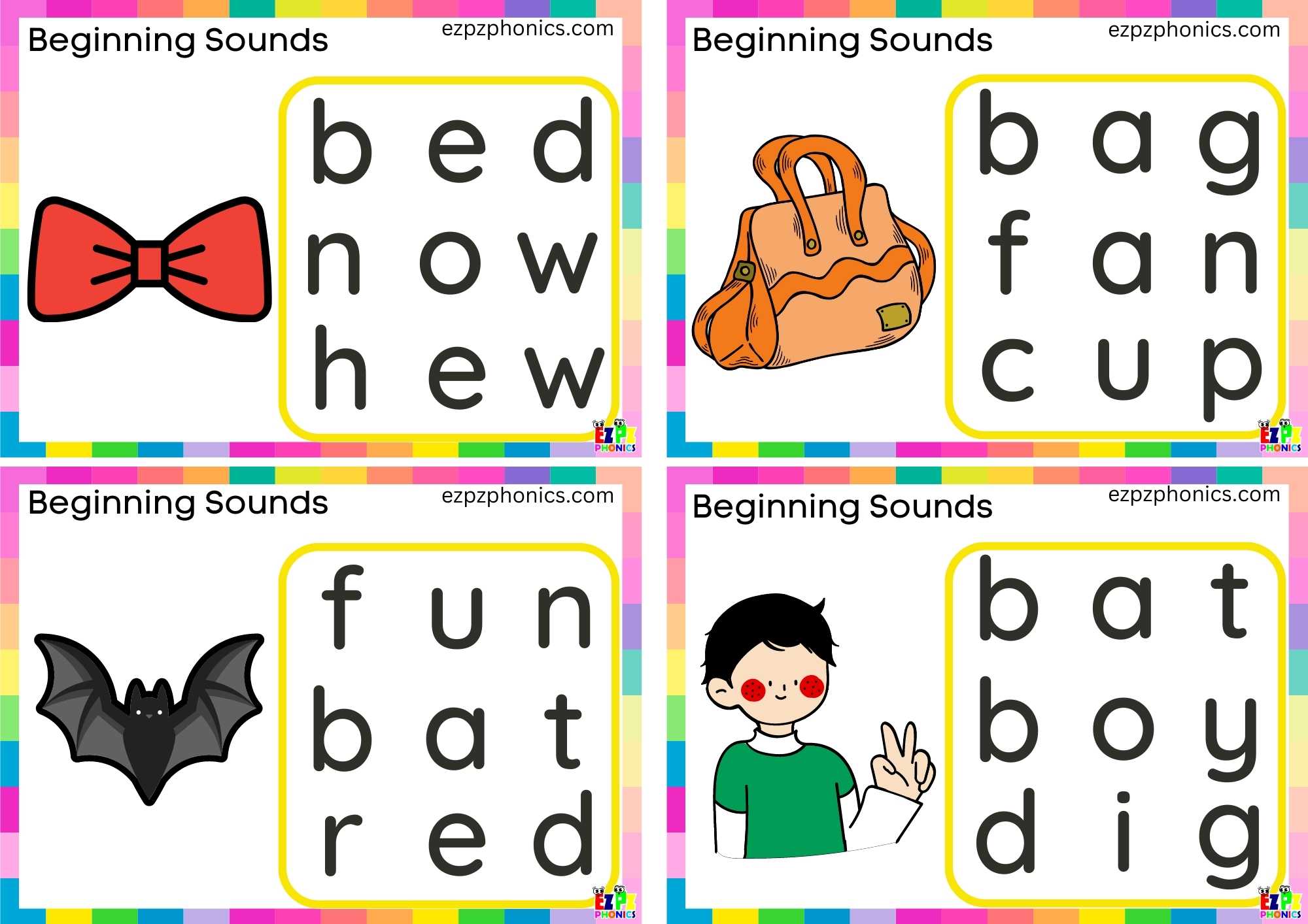 Letter B Word Search Card 1 - Ezpzphonics.com